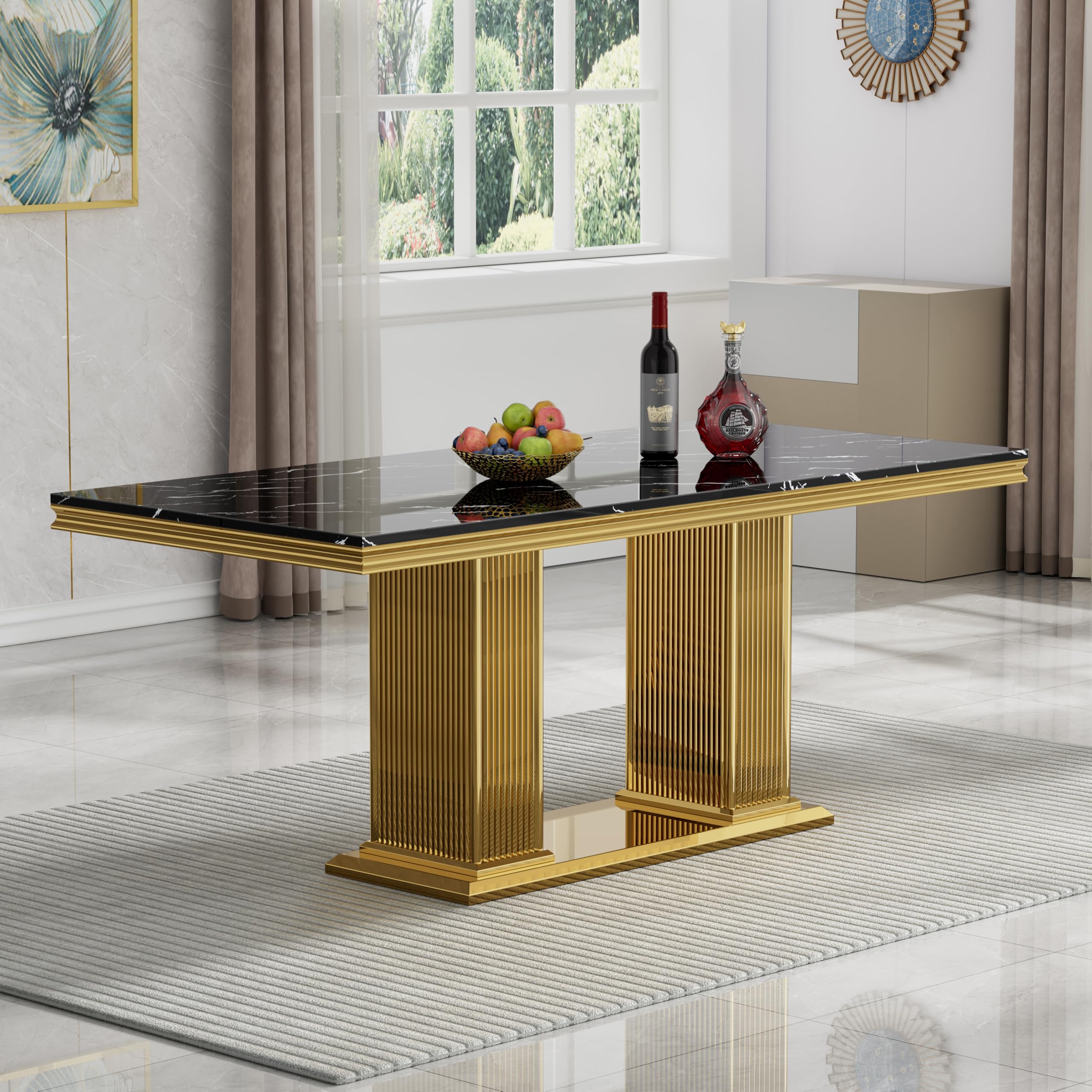 Amazon.com - Faux Marble Dining Table, Modern Faux Marble Kitchen